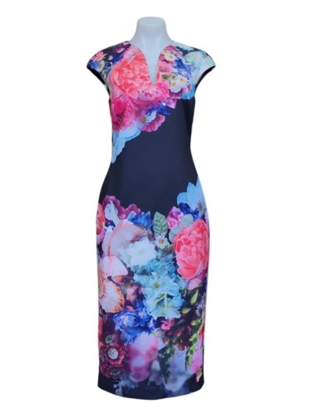 NWT TED BAKER BLACK BRYNEE FLORAL SCUBA SHEATH DRESS SIZE 2(TED BAKER) - Picture 8 of 14